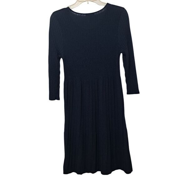Eileen Fisher Washable Wool Scoop Neck Knit Dress Small Petite Dark Navy/Black - Picture 3 of 14